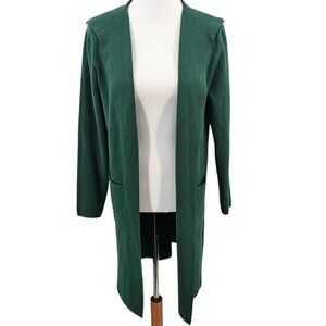 Pinch Womens S/M Longline Hooded Mix‎ Rib Pocketed Cardigan Green